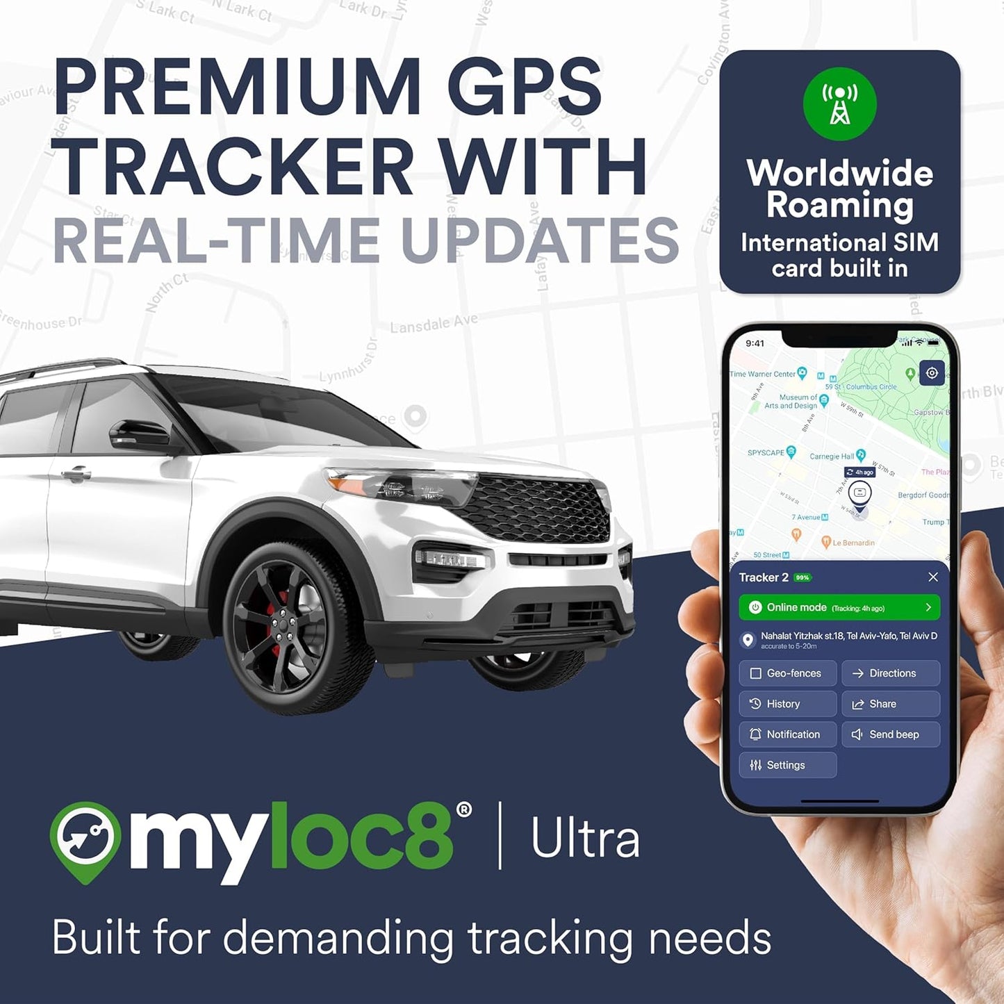 Ultra GPS Tracker for Vehicles – Rugged Waterproof GPS Locator for Cars, Trucks, Hidden Tracking Device, 4G LTE, Real-Time Updates, Long Battery Life (1 Year Subscription incl.)