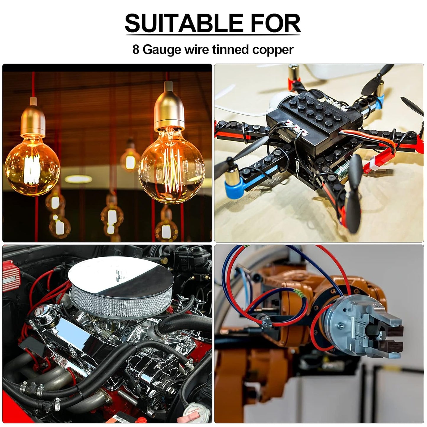 8 Gauge Wire - iGreely 30 FT Red & 30 FT Black 8 AWG Tinned Copper Electrical Wire Cable for Car Audio Automotive Trailer Marine Harness Wiring 8AWG 30Ft