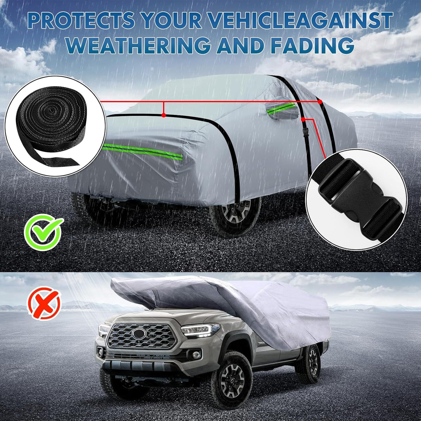 KEYOOG Full Car Cover Is All-weather Waterproof 6-layer, Universal In All Seasons, Snow Prevention, Rainproof, Acid Rainproof, Sunscreen, Ultraviolet-proof, Universally Applicable To Sedan (178"-189")