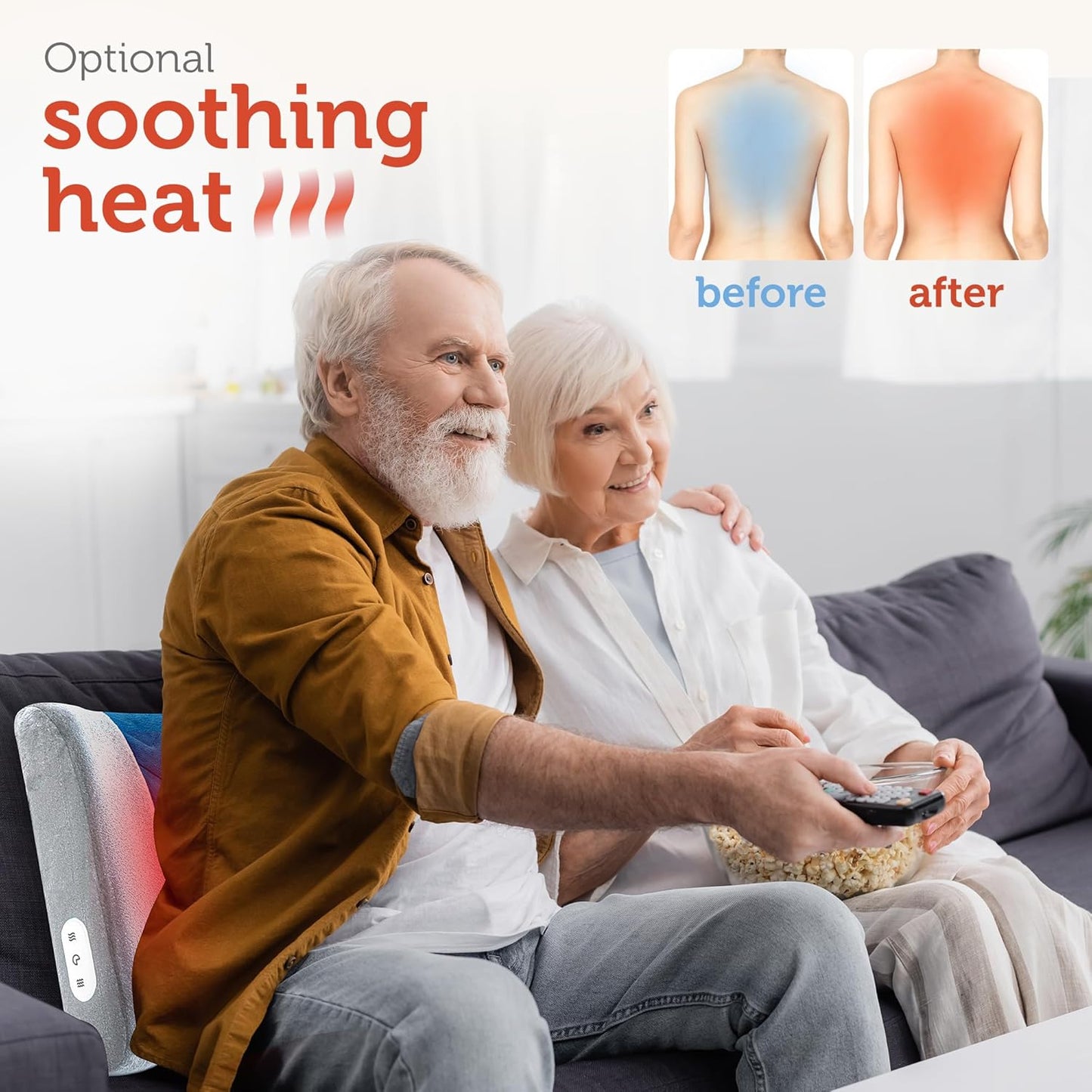 CILI Lumbar Support Pillow for Office Chair, Heated Back Support with Vibration, Back Massager for Chair, Rest Cushion Pillow for Desk Chair Sofa, Gifts for Mom Dad Women Men(Blue)