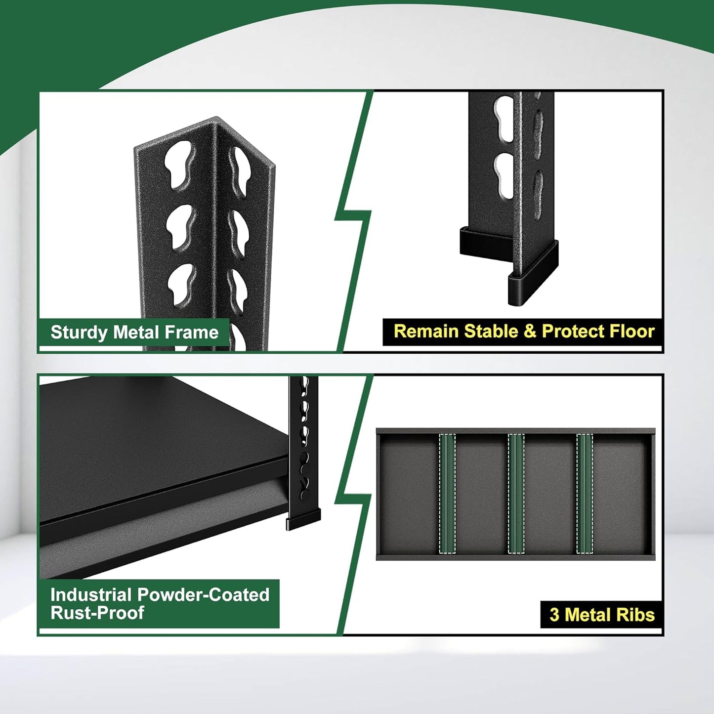 40" W Garage Shelving Heavy Duty, 1350LBS Loads Shelving Units and Storage Racks, 3-Tier Metal Garage Storage Shelves, Industrial Utility Shelf Heavy Duty,40" Wx16 Dx36 H, Black