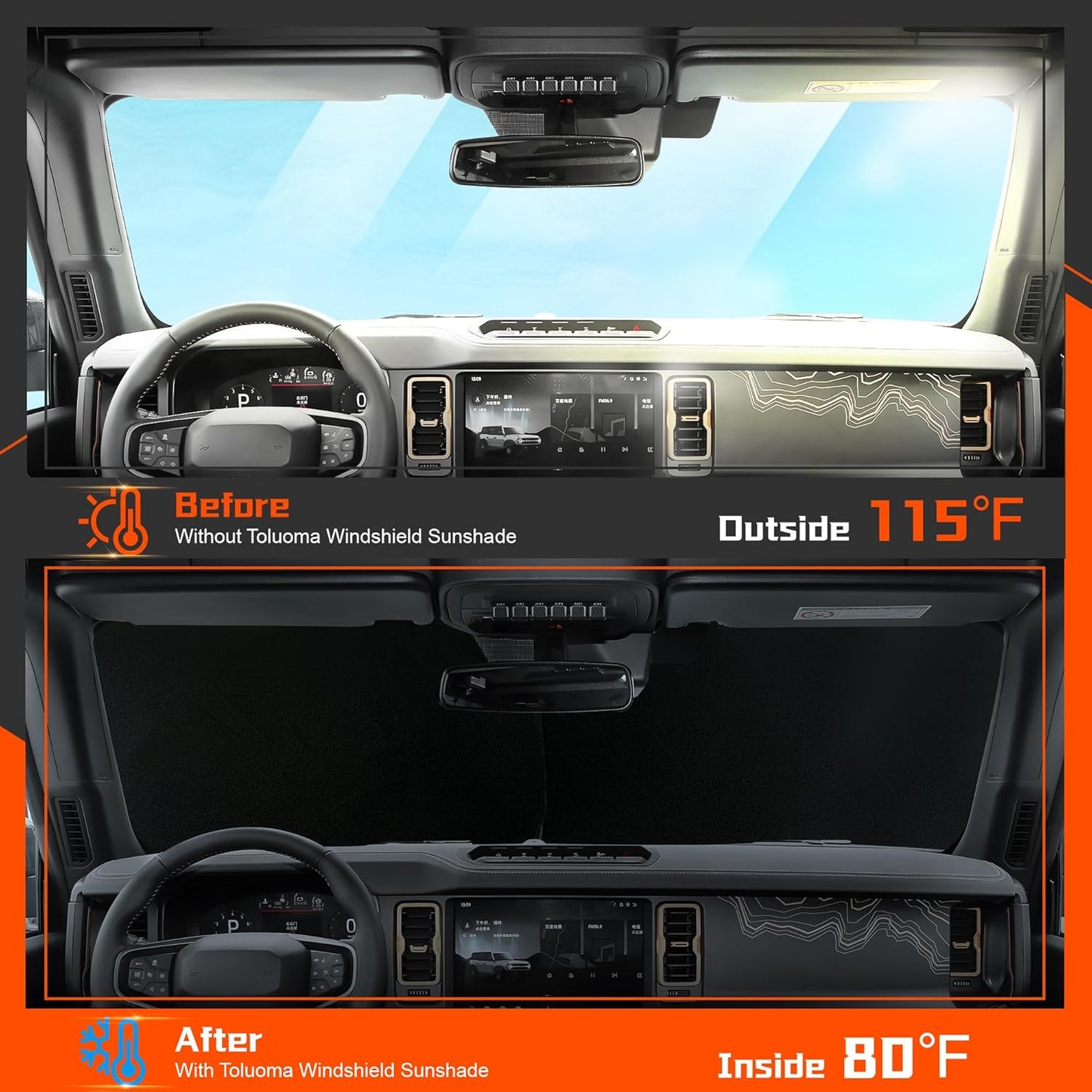 Custom Fit Windshield Sun Shade for Suba-ru Outback 2020-2025 (Premium, Limited, Touring)- Full Coverage, 210T Reflective Fabric, Double-Layer Design - Easy to Install and Store