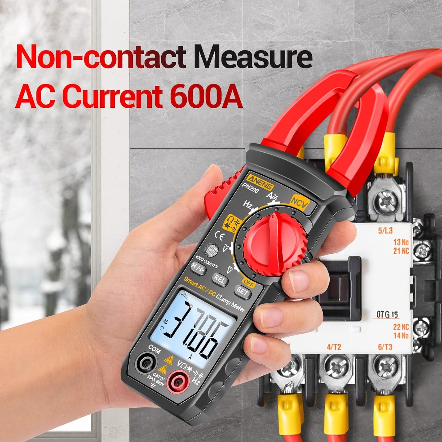 ANENG Digital Clamp Meter Multimeter Tester with AC/DC Current,Voltage, NCV Amp Ohm Volt 4000 Counts Meter Measures Capacitance, Resistance, Diodes, Continuity Frequency Backlight Electrican Tools