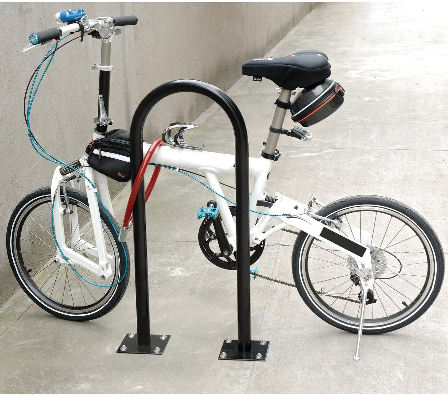 Global Industrial U-Rack Bike Rack, Flange Mount, 2-Bike Capacity, Steel Construction, Black Powder Coat Finish, Commercial Bike Rack for Stores, Parks and Schools