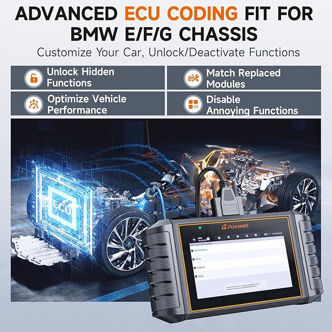 FOXWELL NT710 Scan Tool fit for BMW, Full-System Diagnostic Tool with Bi-Directional Control, All Reset Services, Battery Registration & ECU Coding fit for BMW/Mini/RR, Lifetime Free Update