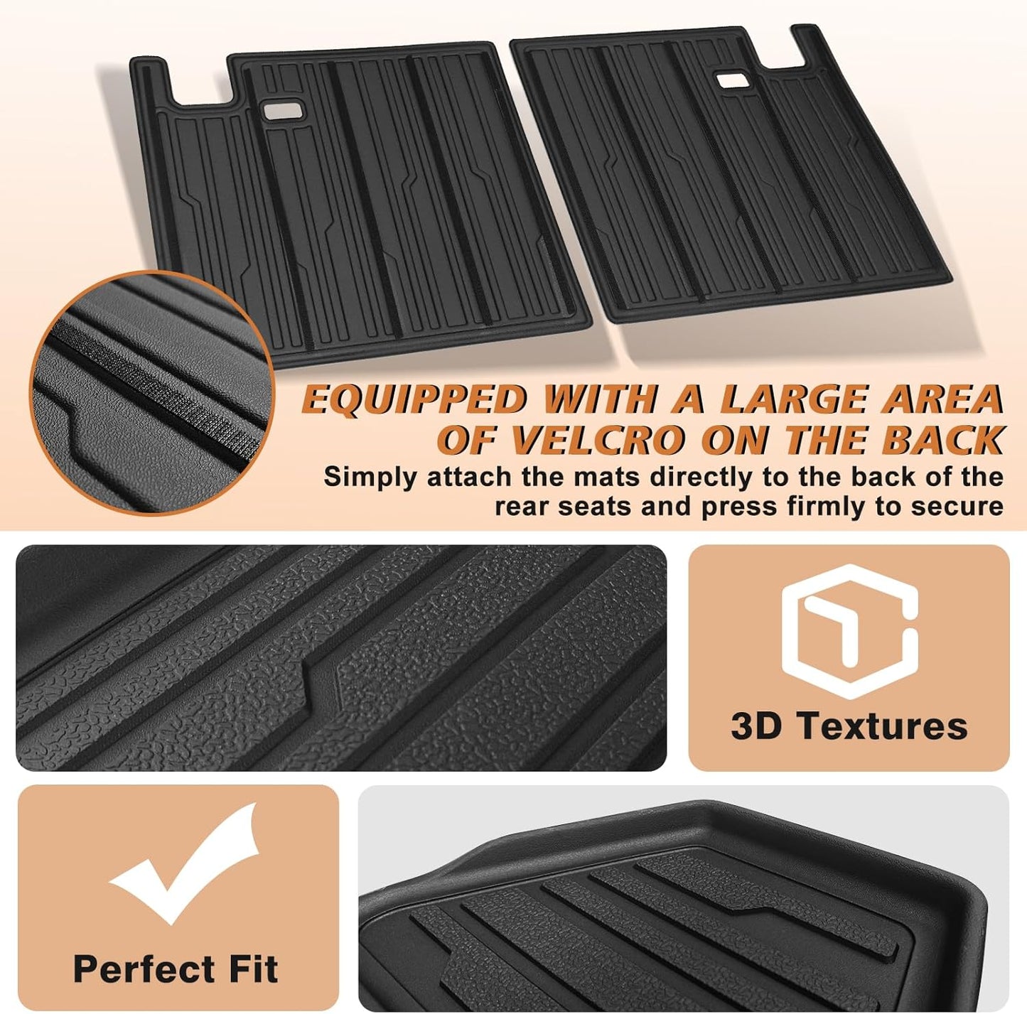 TripleAliners Trunk Mat & Rear Seatback Mat Fit for Toyota 2025 4Runner All Weather TPE Liners Accessories Custom Fit 6th Generation 4Runner TPE Heavy-Duty Covers(Only for 7 Seats)