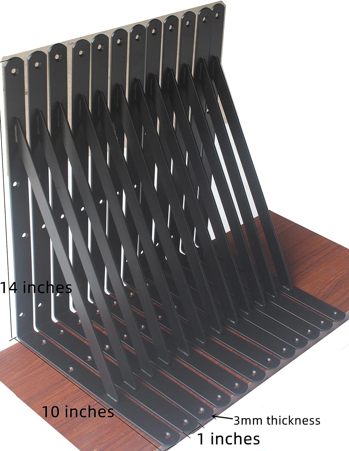 24 Pack L14 x H 10" Black Heavy Duty Shelf Brackets with Screws Metal Shelf Brackets Shelf Support Angle Brackets for Shelves L Brackets Heavy Duty Floating Shelf