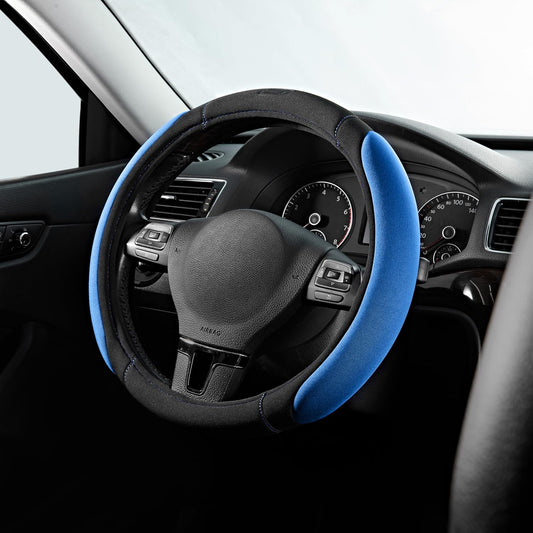 Skechers Steering Wheel Cover, Memory Foam Car Steering Wheel Cover,14.5-15inch Anti-Slip Safety Comfortable Desgin, Universal Accessory for Diverse Cars, Truck,SUV (Black & Blue)