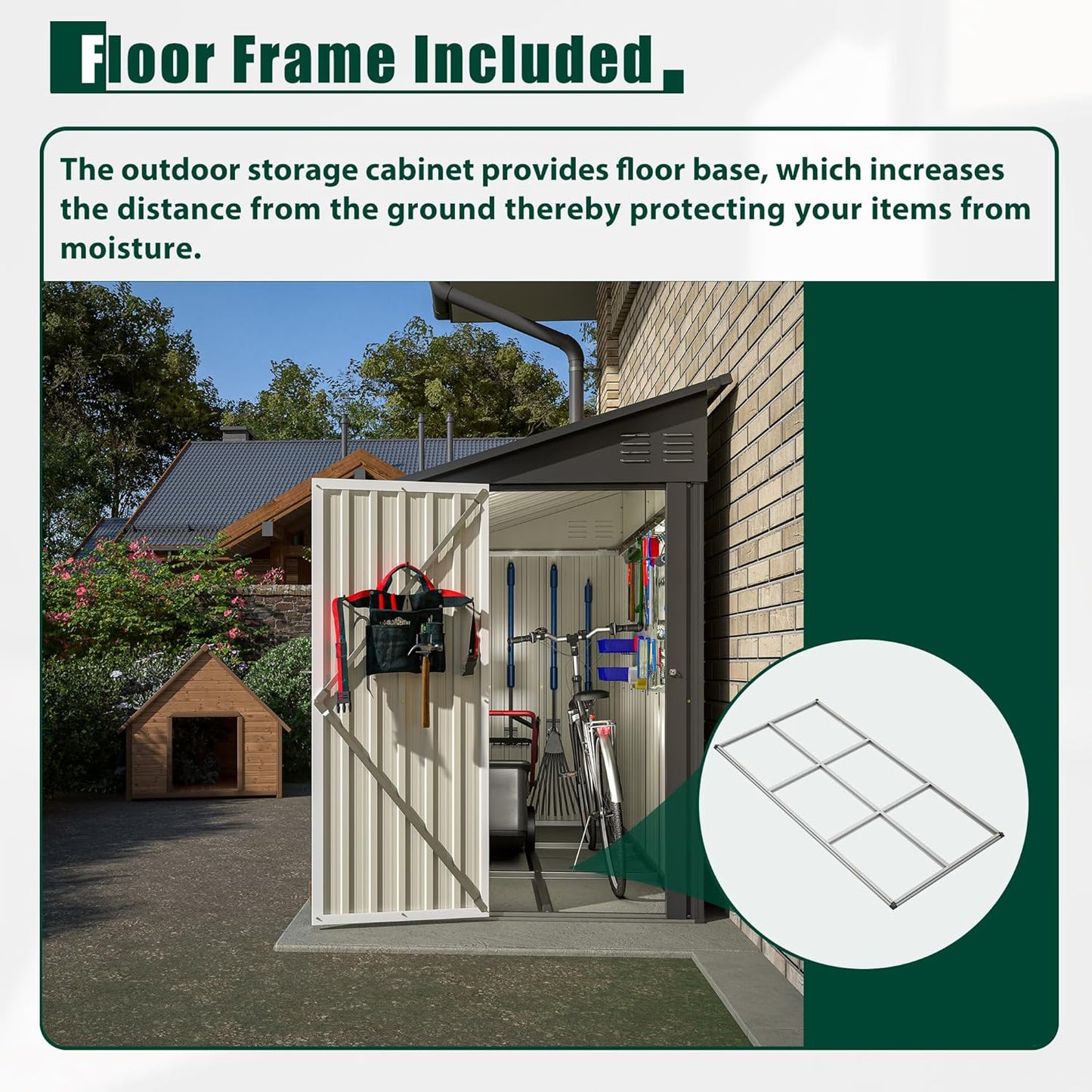 4x8 FT Outdoor Storage Shed,Lean to Metal Shed W/Floor Included,Garden Storage Shed W/Lockable Door,All Weather Waterproof Tool House W/ 2 Air Vents,for Backyard,Patio,Lawn,Garden,Black