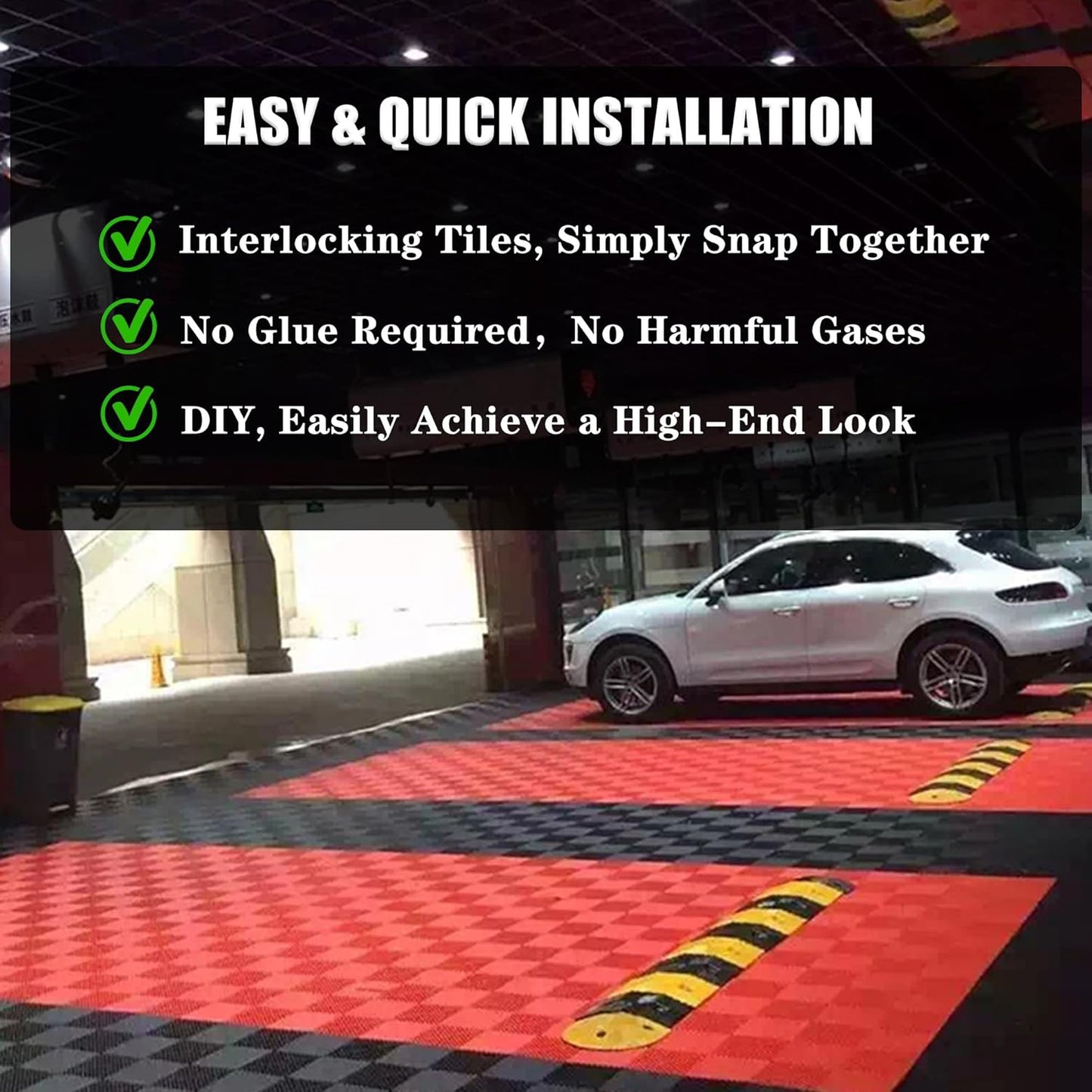 24 Pack 16"x16" Interlocking Garage Floor Tiles - Drainage Mats, Non-Slip, Heavy-Duty, Easy Install for Garage, Car Wash, Basement(Gray)