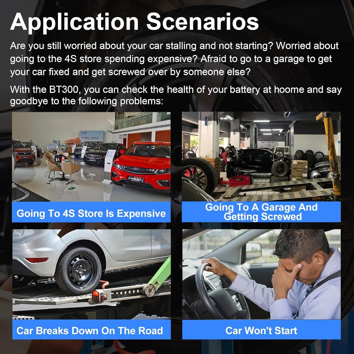 Car Battery Tester 12V 24V, Topdiag BT300 Auto Battery Load Tester, 20-2000 CCA, Automotive Alternator Tester, Charging Cranking System Battery Analyzer for Car Truck Motorcycle