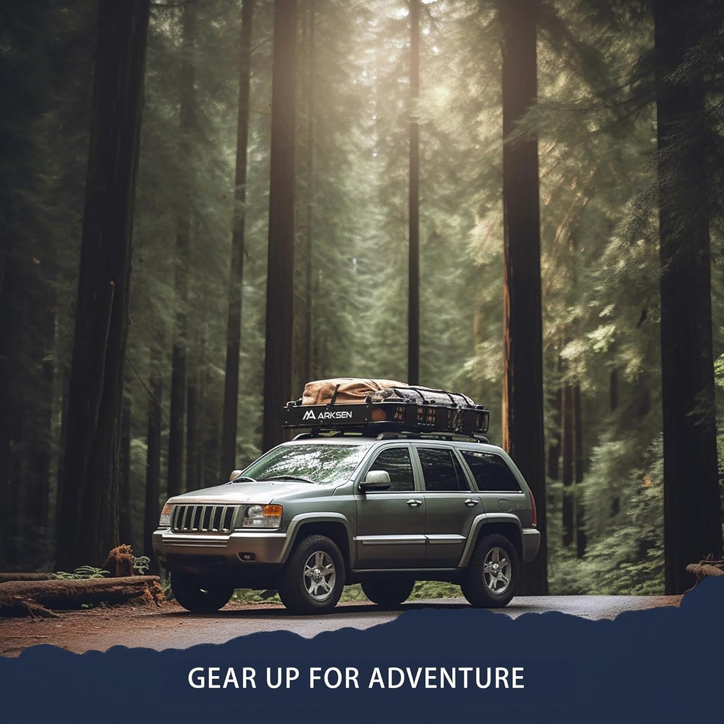 ARKSEN 43 x 50 x 6 Inch Universal Extra Wide 150LB Heavy Duty Roof Rack Cargo with Extension Car Top Luggage Holder Carrier Basket for SUV, Truck, & Car Steel Construction