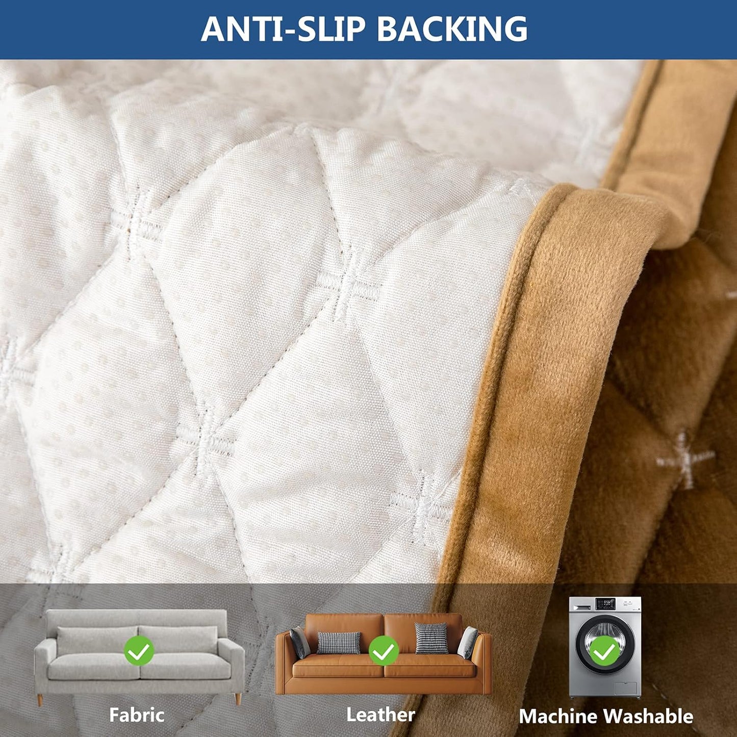 Eismodra Couch Cover,Sectional Couch Covers,Sofa Covers for 3 Cushion Couch,Anti-Slip Sofa Slipcovers for Dogs Cats Kids Loveseat Recliner L Shaped Armrest Backrest,Coffee 43''x70''(Only 1 Piece)