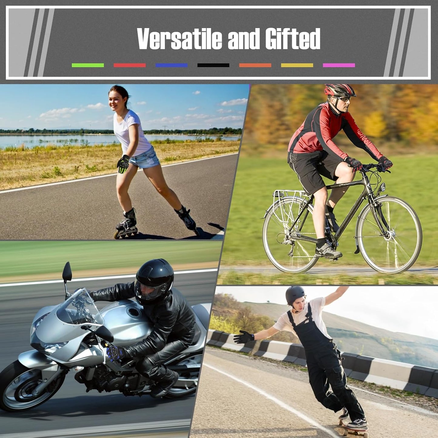 COFIT Motorcycle Gloves Breathable, Touchscreen Motorbike Gloves Anti-Slip with Good Grip Hard Knuckles Protection for Men Women Motocross, BMX ATV MTB Cycling, Road Racing - Black XXL