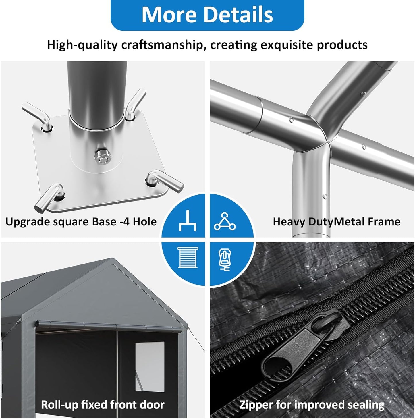 Polar Aurora Carport 20x20 FT, Heavy Duty Car Port Canopy, with 2 Side-Opening Door & Roll-Up Windows, Outdoor Portable Garage for Car, Truck, Boat, Motorcycle