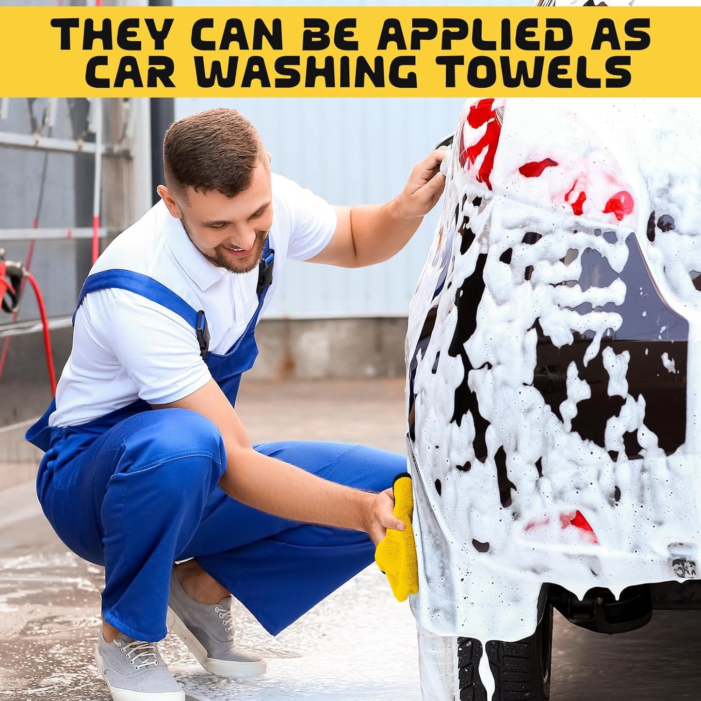 Tallew 24 Pcs Microfiber Towels 16 Inch x 16 Inch Microfiber Cloth Car Drying Towels for Cars Washing Polishing Office Windows Cleaning Household Supplies (Yellow)