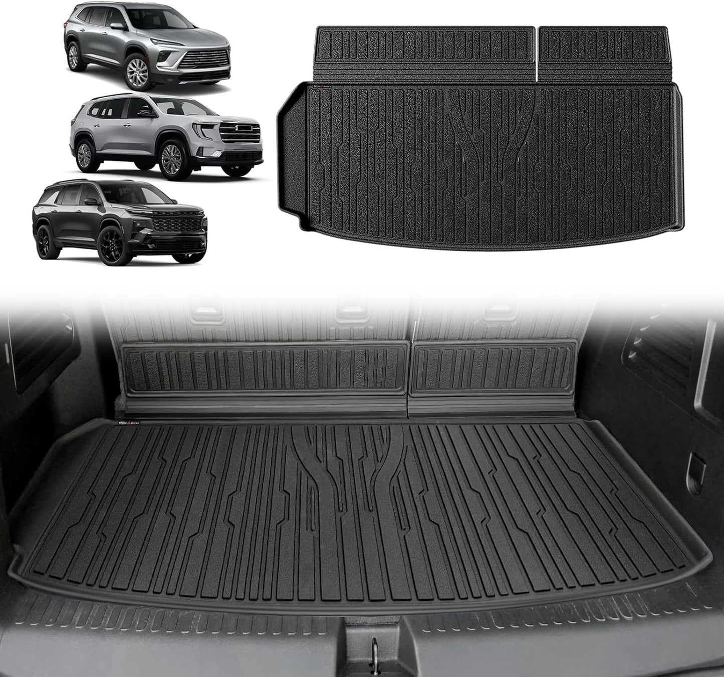 TripleAliners Trunk Floor Mat All Weather Liner Compatible with 2024+ GMC Acadia/Chevy Traverse & 2025 Buick EnclaveAccessories Custom Fit Protection Car Liner TPE Rear Trunk Floor Mat