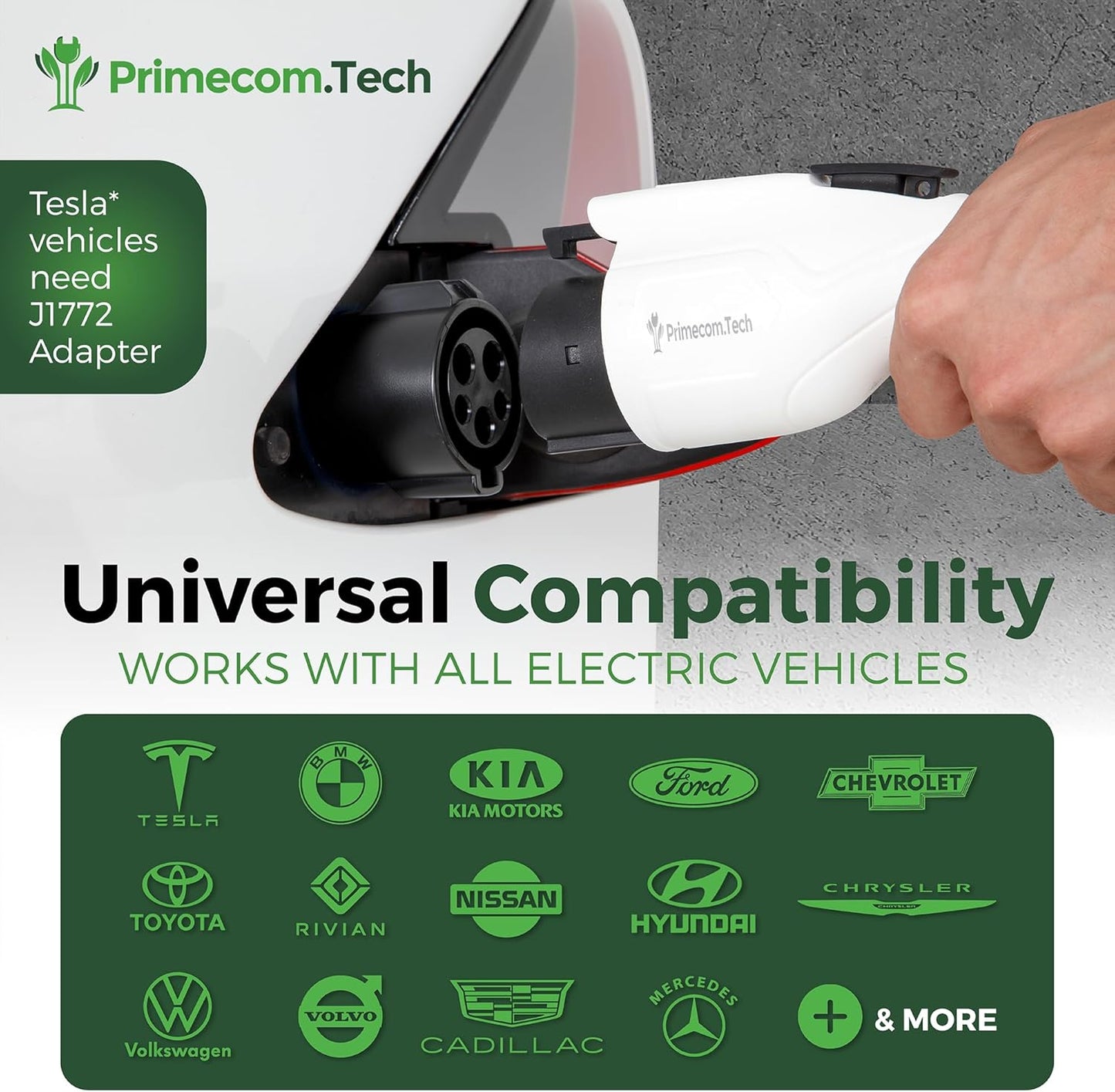 PRIMECOM 80 Amp 22KW 220Volt Level-2 18ft to 50ft Cord Lengths 20X Fast Smart Electric Vehicle EV Charging Station Ford Transit F-150 Lucid Air Polestar TeslaXS Taycan (50 Feet)