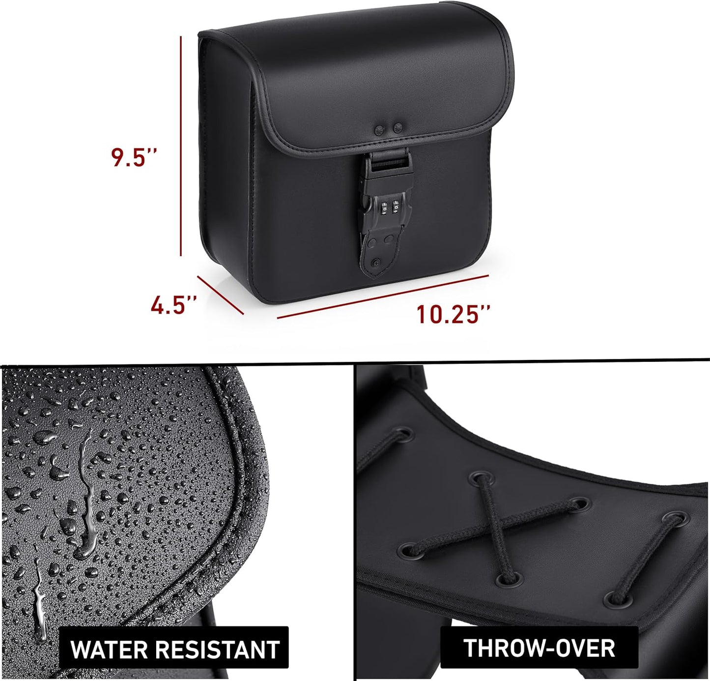 Nomad Leather Motorcycle Saddlebags Quick-Easy Universal Fit Throw Over Saddle Bags Cruiser Biker Side Bags (Black)