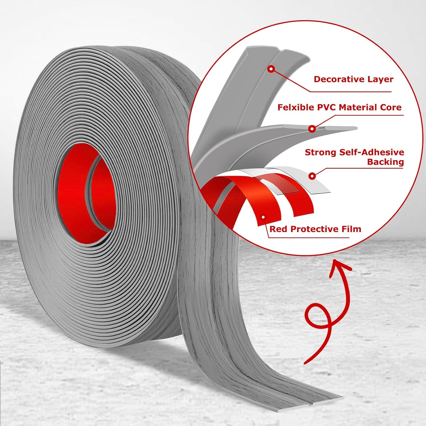 Flexible Wall Corner Protector Moulding Trim Peel and Stick Wall Corner Guards Edge Protector Self Adhesive Molding Trim Strip for Edge Ceiling (Light Gray Wood Grain, 0.8 in x 40 Ft)