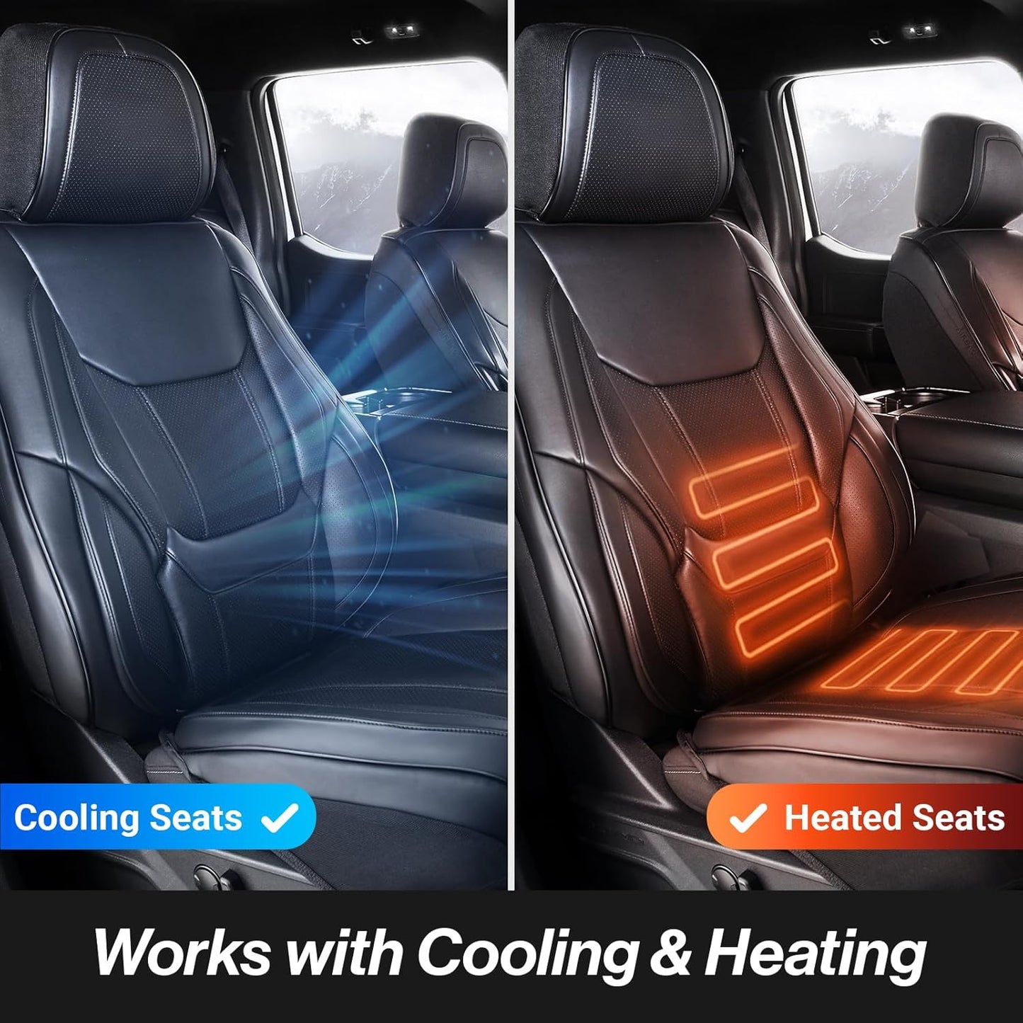 Coverland Custom Car Seat Covers Compatible with 2004-2015 Titan King Cab, Crew Cab - Premium Leather Non-Slip Memory Foam Waterproof Interior Protector Full Set-Black [See Size Chart-Size X146]