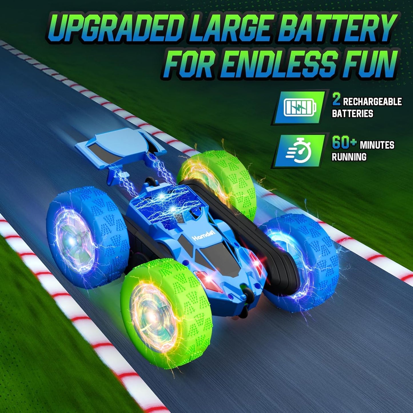 Remote Control Car for Kids RC Stunt Cars with Cool Wheel Lights 360° Rotating Boys Toys for Ages 6 7 8 9 10-12 Kids Gift Ideal(Blue&Green)