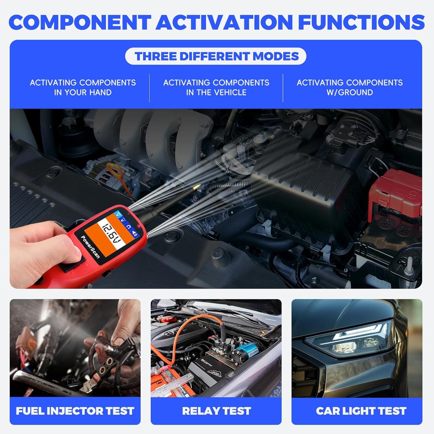 Autel PowerScan PS100 Circuit Tester, 12V 24V Automotive Electrical Tester, Circuit Breaker Finder, AC/DC/Continuity/Signal Test, Component Activation, Power Circuit Probe Kit with 40ft Cable