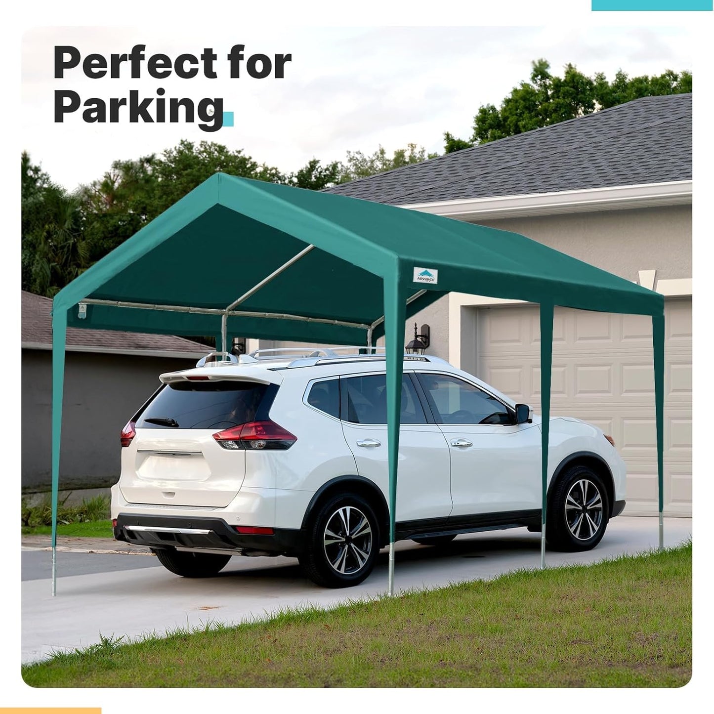 ADVANCE OUTDOOR Adjustable 10x20 ft Heavy Duty Carport Car Canopy Garage Boat Shelter Party Tent, Adjustable Height from 9.5 ft to 11 ft, Green