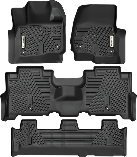 YITAMOTOR Floor Mats Fit for 2018-2025 Ford Expedition/Expedition Max (Only Fit 8 Seats) with 2nd Row Bench Seat, All-Weather Custom Fit Front 1st & 2nd 3rd Seat Black Floor Liner Set