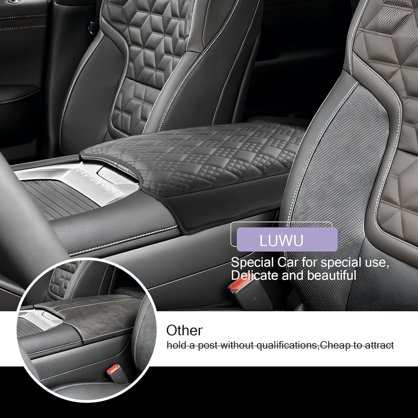 LUWU Center Console Cover Compatible with 2025 Nissan Armada Accessories 2025 Armada SV/SL/Platinum Armrest Cover Armrest Console Cover (Thick Black)