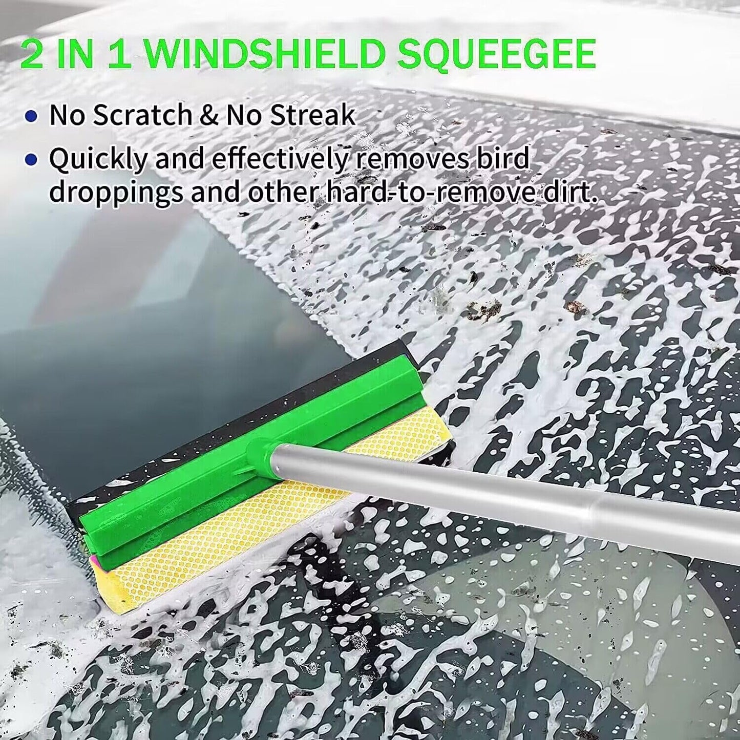 62'' Car Wash Brush with Long Handle, Soft Bristle Scratch-Free Car Wash Cleaning Detailing Brush Kit Wash Mitt Towel Windshield Squeegee Wheel Tire Brush for Car SUV Truck RV Cleaning