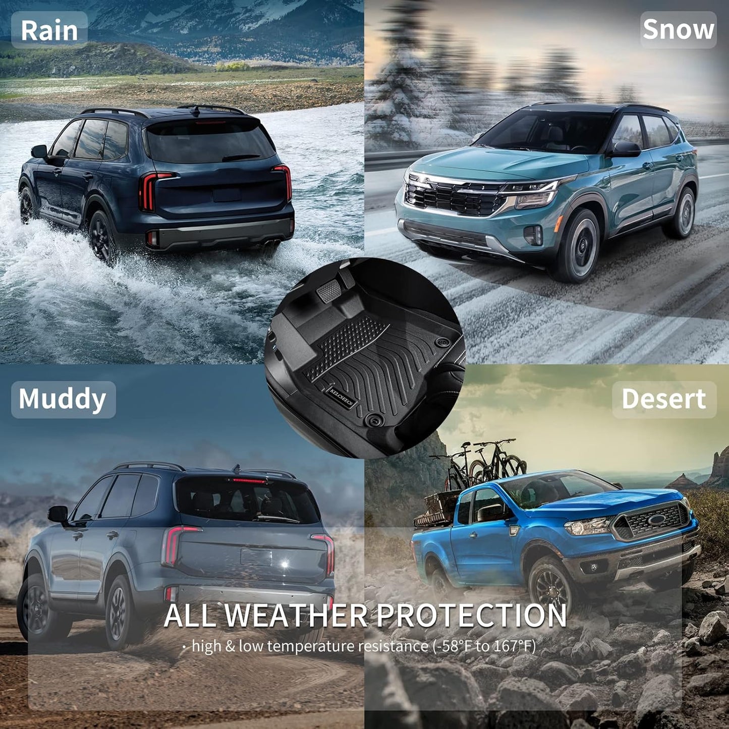 KELCSEECS® Floor Mats Custom for Hyundai Elantra 2020 2019 2018 2017 All Weather Protection TPE Heavy Duty Non-Slip Automotive Floor Liners Fits Front & 2nd Row Full Set Accessories, Black