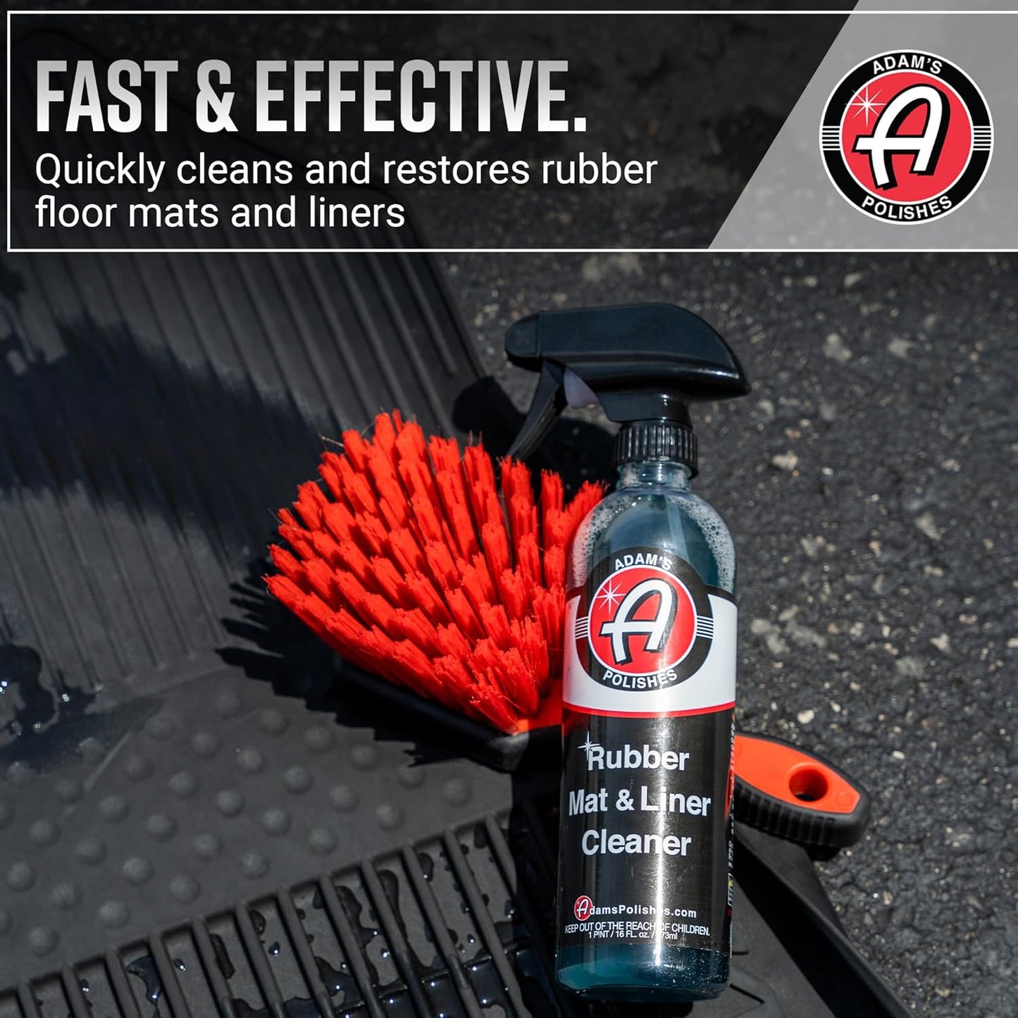 Adam's Polishes Rubber Mat & Liner Cleaner 16oz Protectant & Rubber Floor Mat Cleaning Solution for Car Detailing | Deep Cleans & Restores Mats, Truck Bed Cargo Liners, Trunk Mat Accessories & More