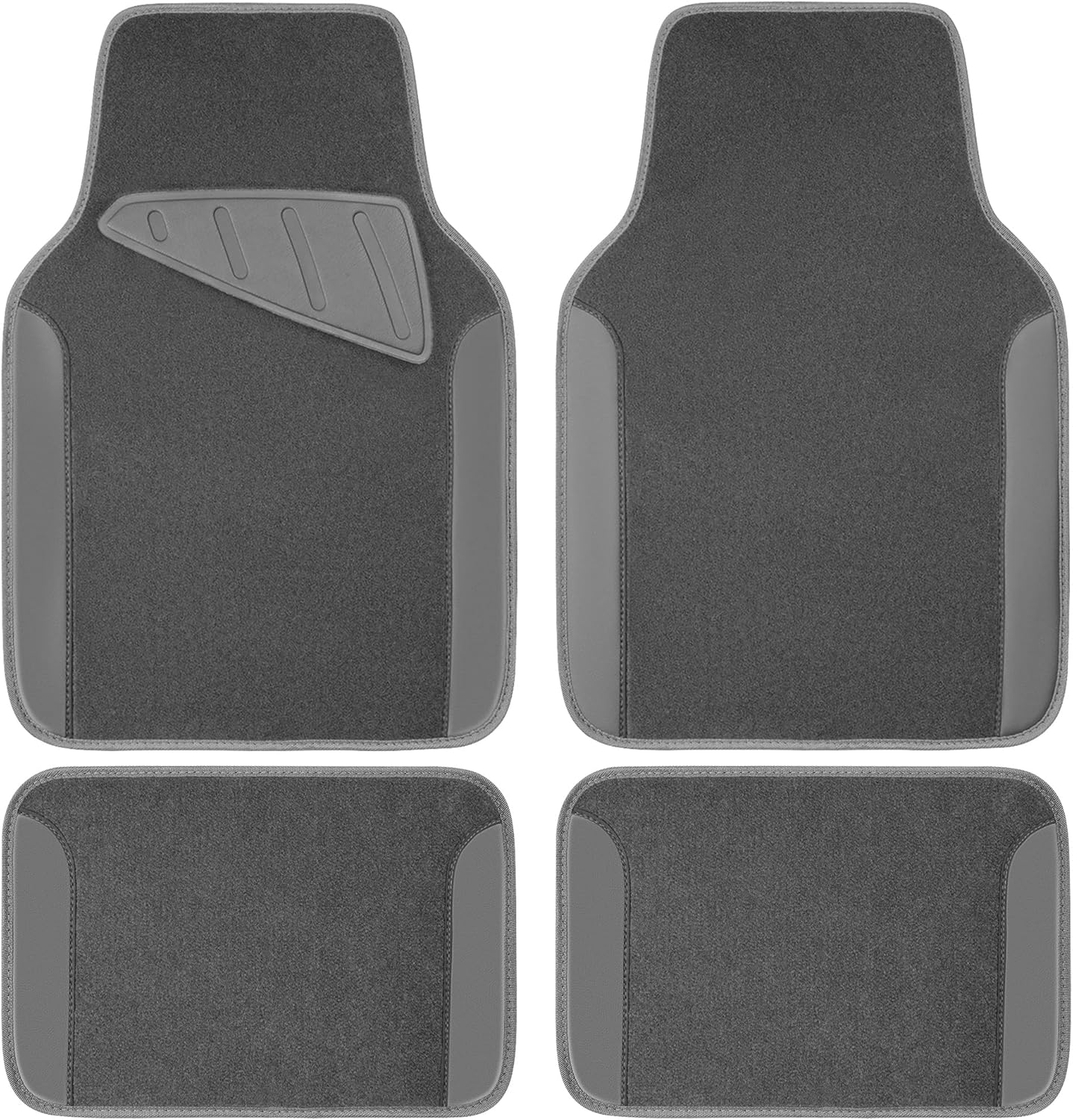 CAR PASS Waterproof Universal Fit Car Floor Mats, Car Mats Fit for SUV,Vans,sedans, Trucks,Set of 4pcs Car Carpet with Driver Heel Pad (All Gray)