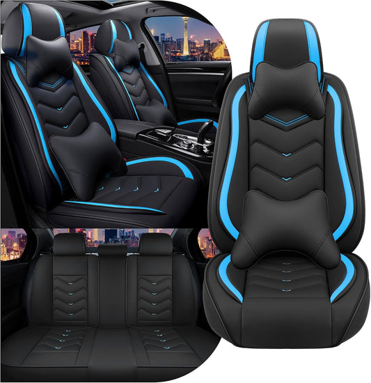Car Seat Covers for Chrysler Pacifica 2004-2025, Stylish Sport Seat Cover, Premium Nappa Leather Car Seat Cover. Automobile Seat Covers Sets.(Luxury 5 Seats/Black Blue)