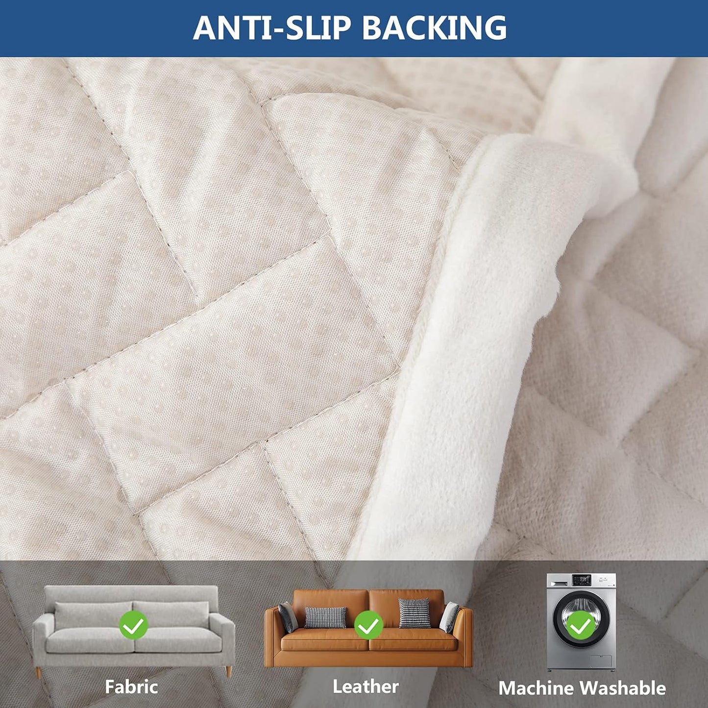 Eismodra Couch Cover,Sectional Couch Covers,Sofa Covers for 3 Cushion Couch,Anti-Slip Sofa Slipcovers for Dogs Cats Kids Loveseat Recliner L Shaped Armrest Backrest,White 43''x82''(Only 1 Piece)