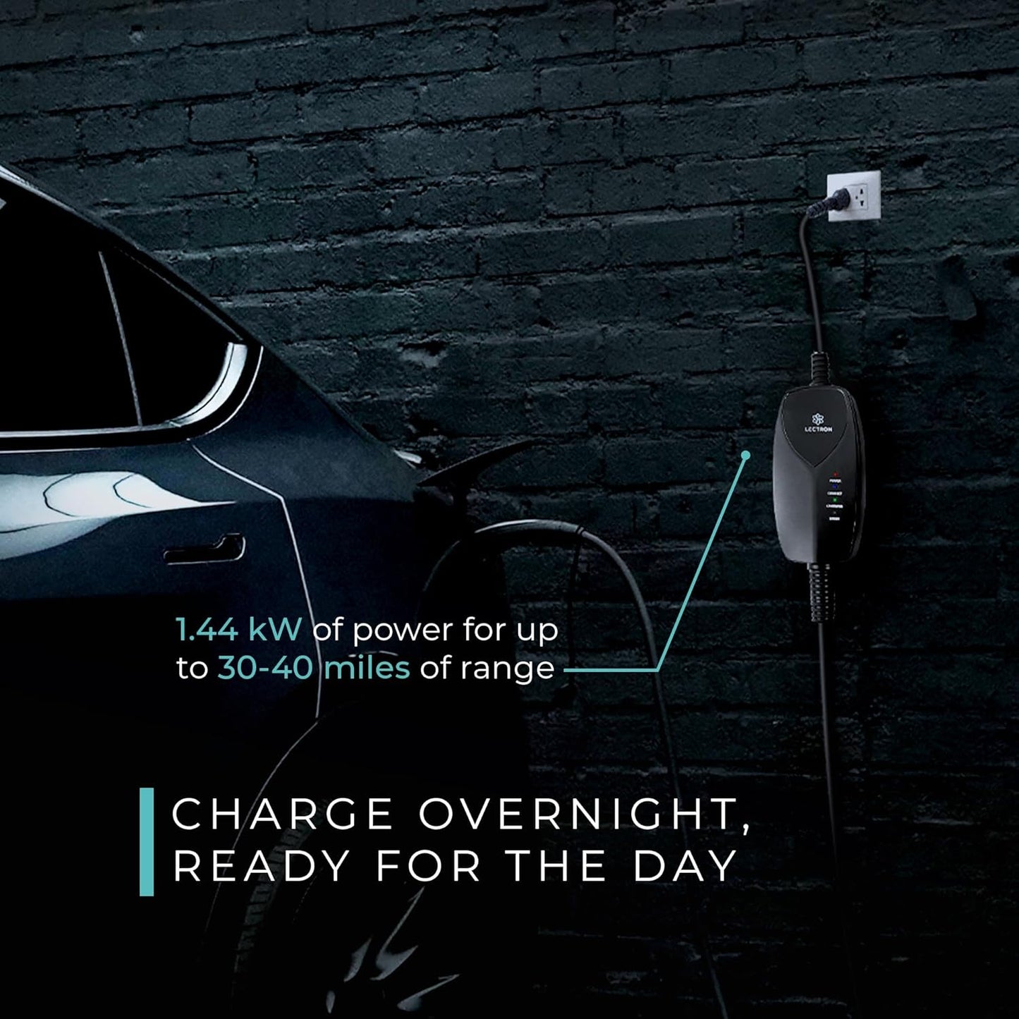 Lectron Level 1 Tesla EV Charger (WiFi) with App Control - 120V, 12 Amp, & 16 ft Cord - Portable Charger for Tesla EVs with NEMA 5-15 Plug - Compatible with All Tesla Model S, 3, X, Y & Cybertruck