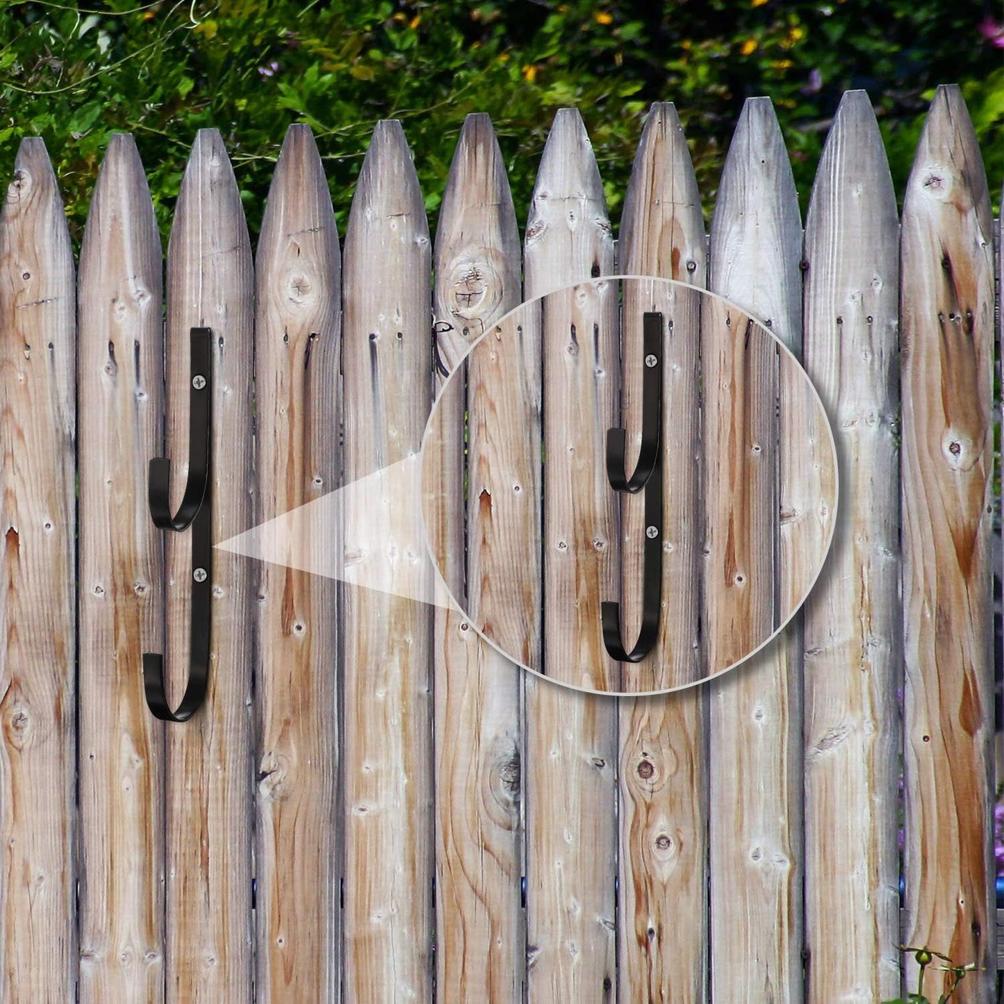 6 Pieces Pool Pole Hook Hanger Swimming Metal Brackets Pool Hook with 12 Pieces Screws for Telescopic Poles, Skimmers, Leaf Rakes, Net, Brush, Vacuum Hose, Garden and Pool Accessories (Black)