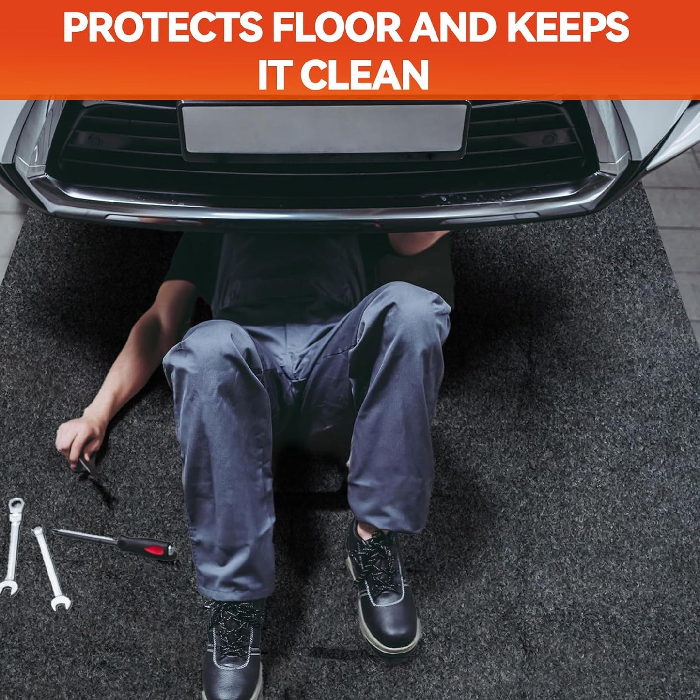 59" x 71" Heavy Duty Oil Spill Mat, Upgraded Garage Floor Mat for Under Car, 1/4" Waterproof Rubber Bottom Absorbs Oil Quickly, Washable, Reusable Oil Drip Leak Absorbent Pad