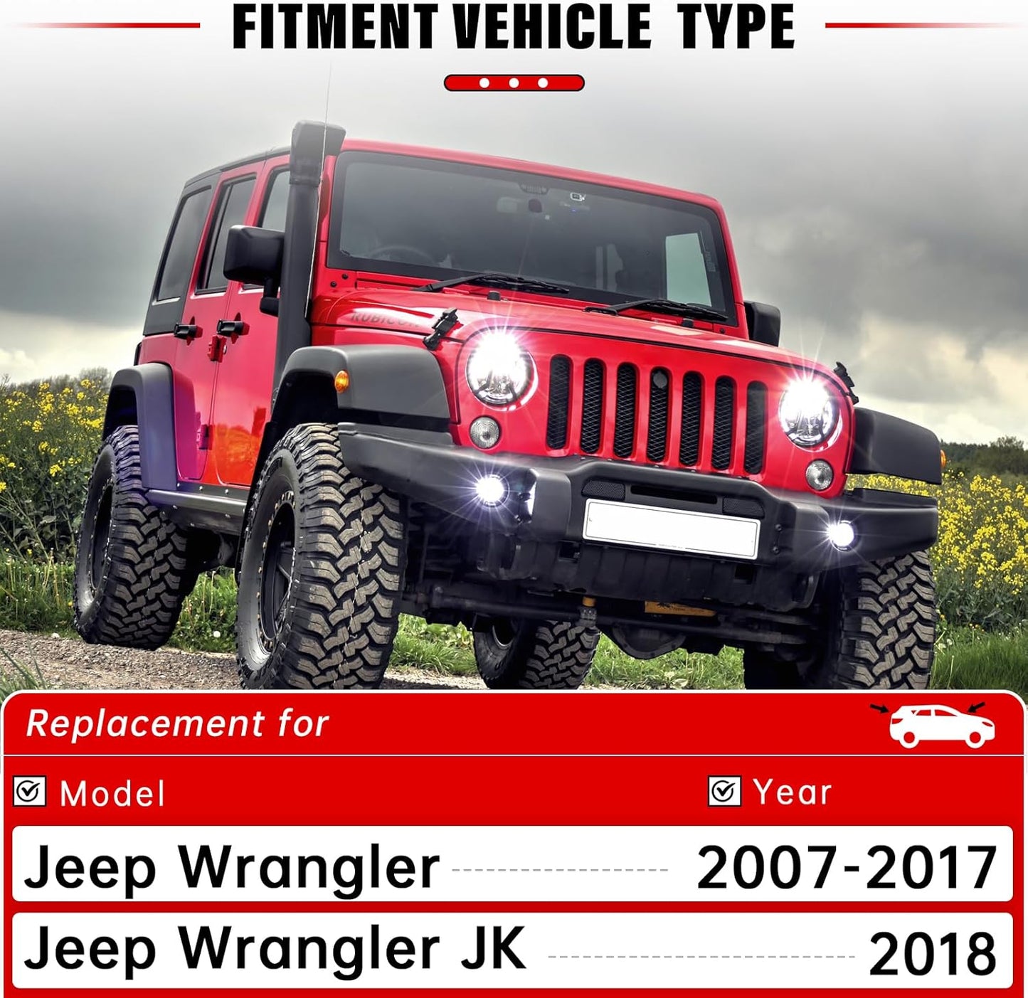 Windshield Wiper Blades Replacement for 2007-2017 Jeep Wrangler 2008-2018 Wrangler JK Original Factory Quality Front Rear Wipers Blade Set for My Car - 15" 15" 13" (Pack of 3)