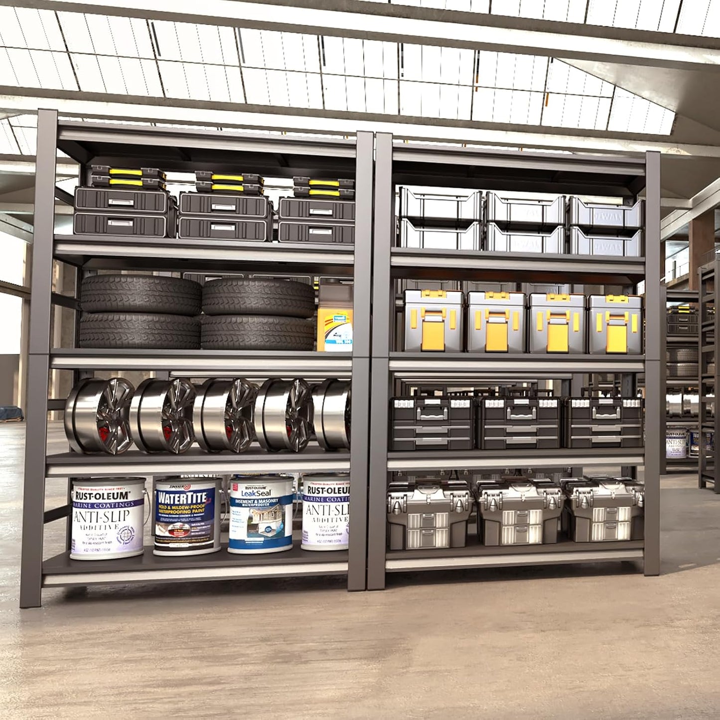 72" H Garage Shelving 3000LBS Heavy Duty Shelving Units and Storage Shelves Adjustable 5 Tier Metal Industrial Shelving for Kitchen,Utility Room and Basement,Black (16" D*36" W*72" H)