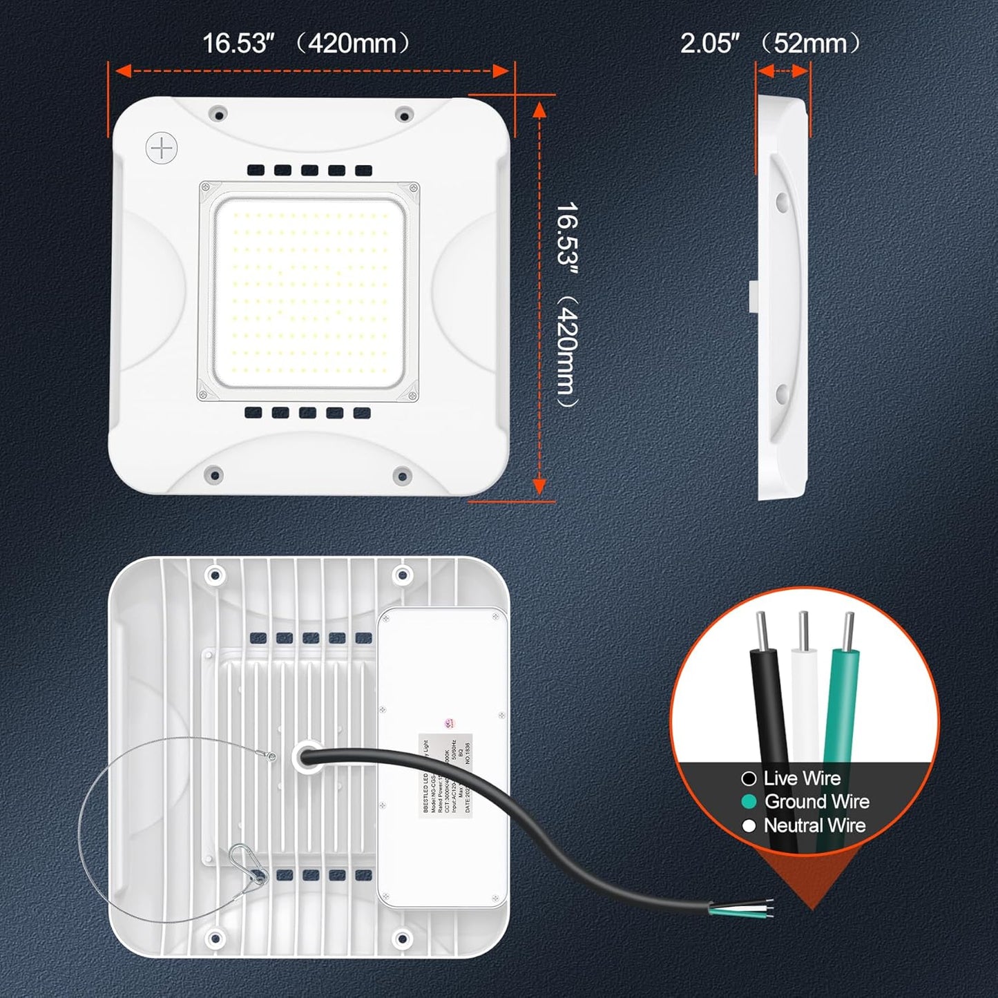 BBESTLED LED Canopy Light with 150W/120W/90W Adjustable, ETL&DLC Listed 5700K/5000K/4500K, AC100-277V, 21000LM, IP65 Waterproof Outdoor Canopy Light for Gas Station Garage Workshop