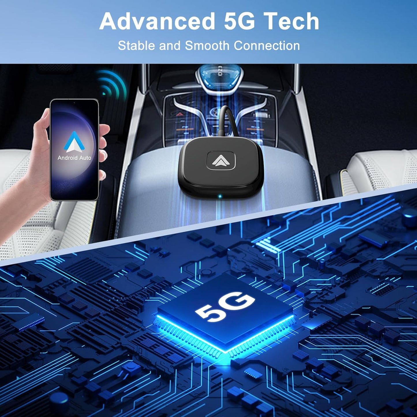 Android Auto Wireless Adapter for Wired Android Auto Cars Converts Wired to Wireless - Easy Setup Plug & Play Seamless Connection Stable and Fast