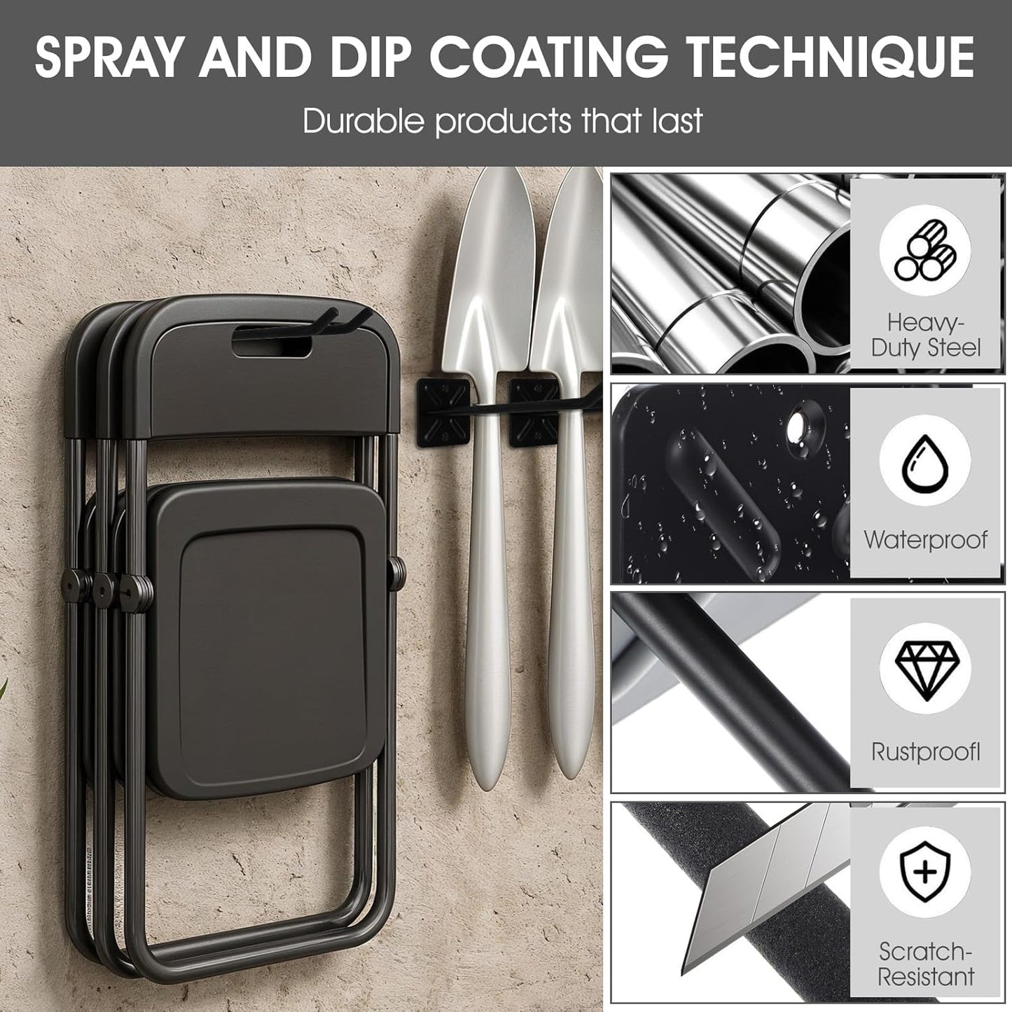 2Pcs Garage Hooks Heavy Duty Tool Organizer, Wall Mount Utility Multi-Use Storage Hangers Rack for Car Tires, Ladders, Chairs, Strollers, Power Tools, Garden Tools