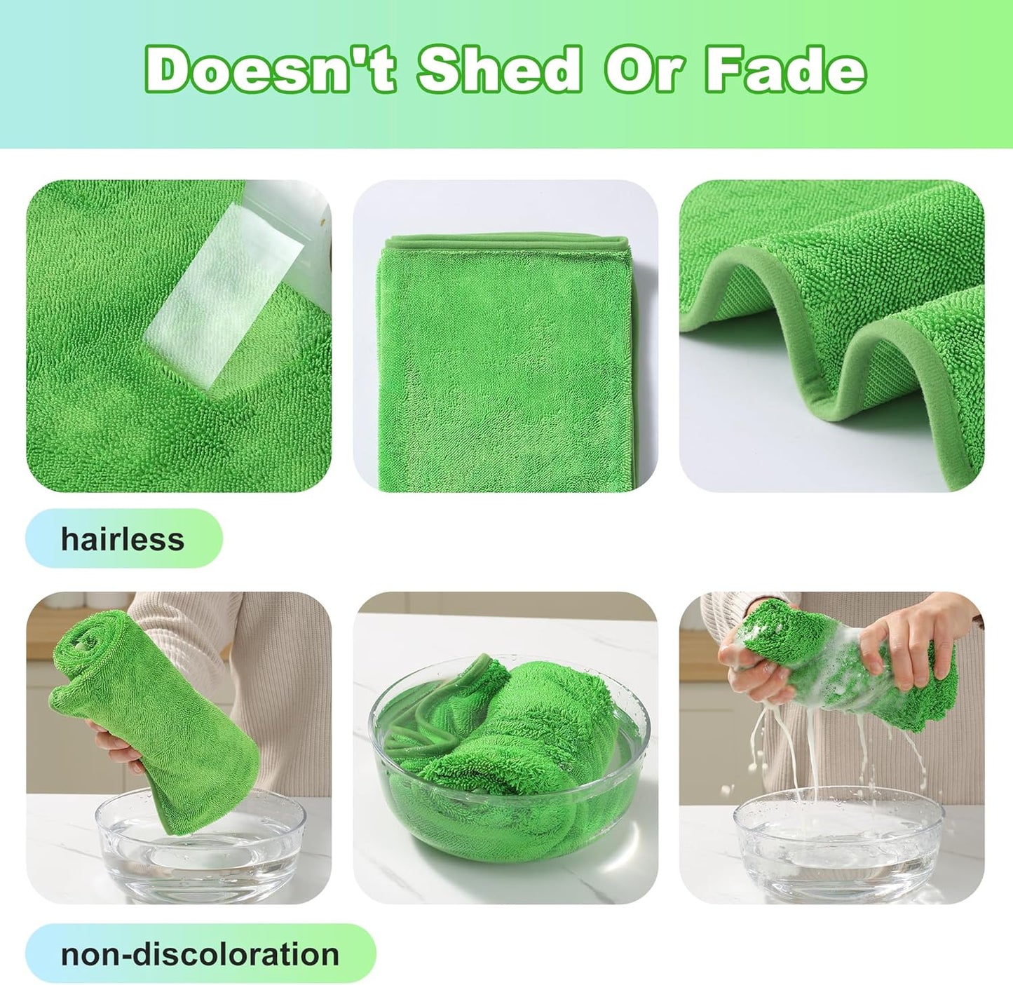 JOYMOOP Car Dry Towel, Quick Drying, Medium Size, Microfiber Cleaning Cloth, Green, 35.4 x 23.6 Inches, 2 Pack for Boates, RVs, SUVs, Trucks, Cars