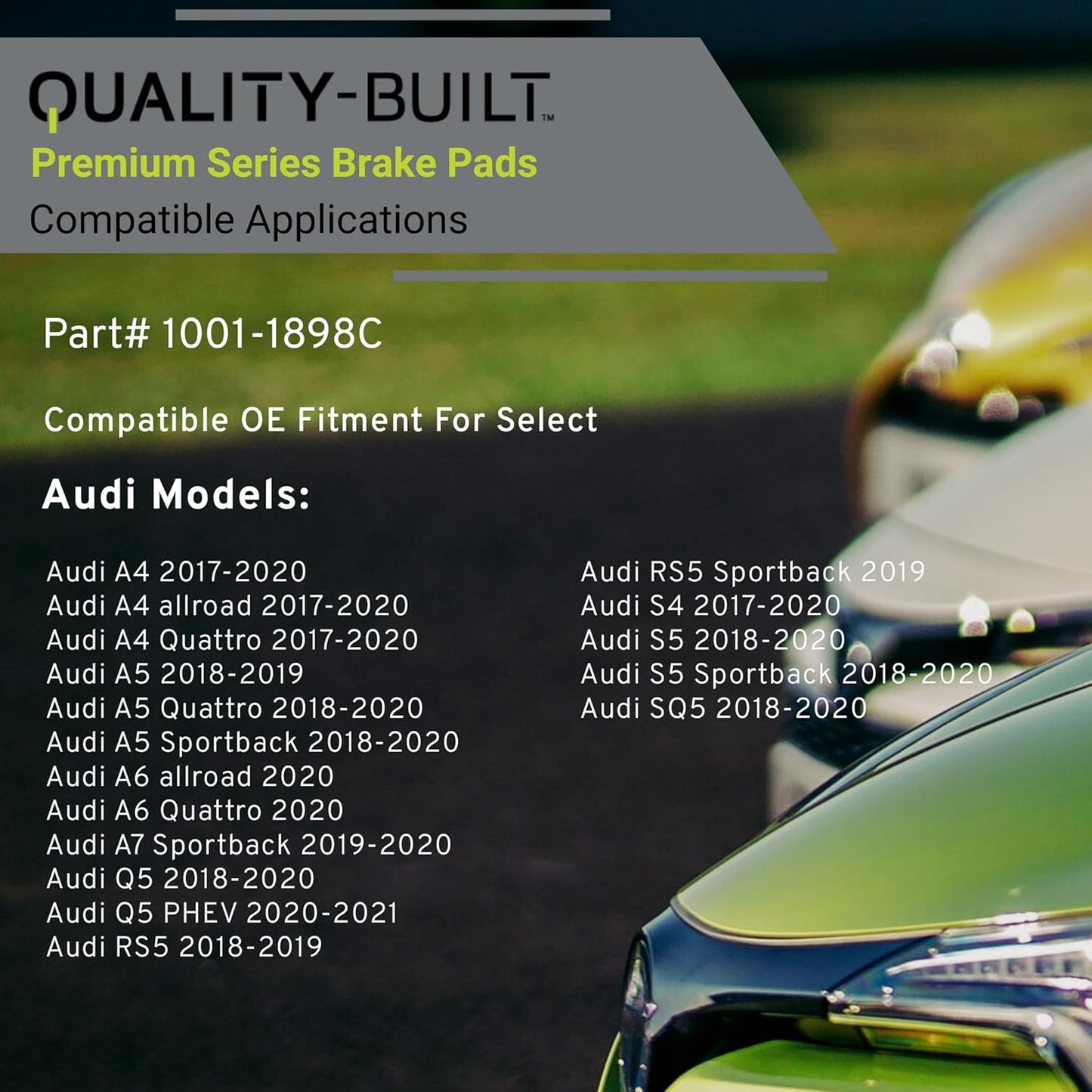 Premium Ceramic Rear Brake Pads (1001-1898C) Compatible with 2017-2021 Audi (A4/A4 allroad/A4 Quattro/A5/A5 Quattro/A5 Sportback/A6 allroad/A6 Quattro/A7 Sportback/Q5 & More)