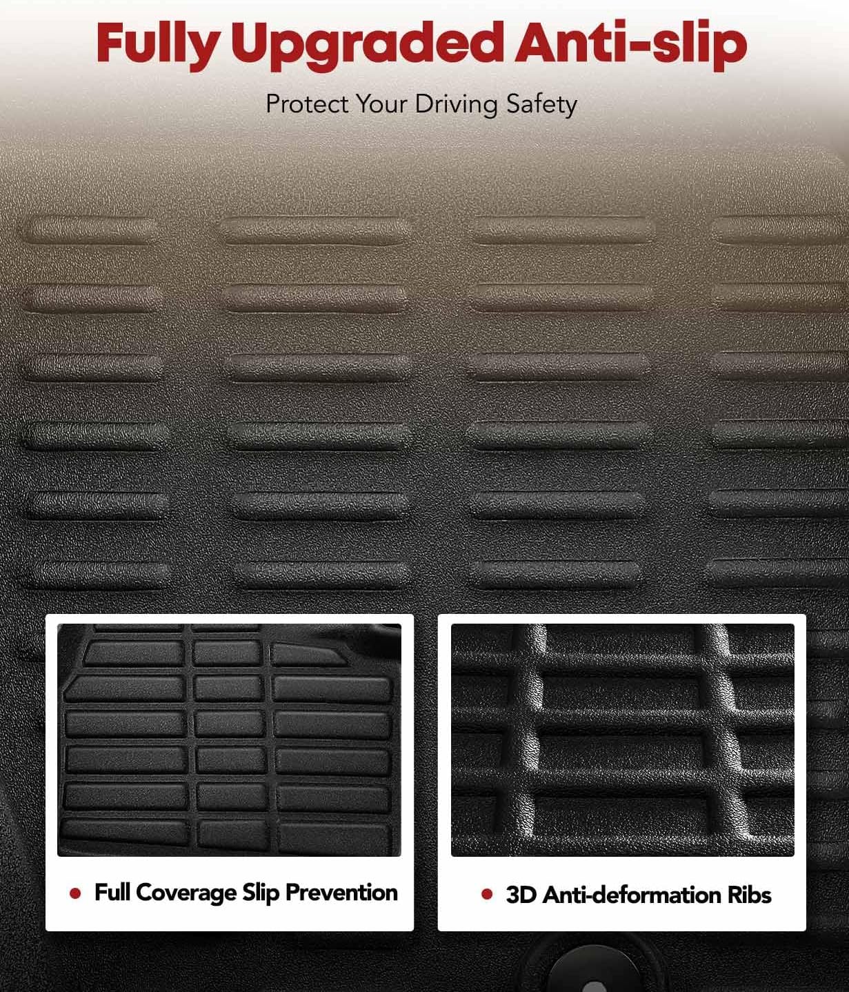 YHTAUTO Floor Mats Fit 2009-2013 Subaru Forester, TPE All Weather Car Mats Waterproof Anti-Slip Odorless Floor Liner, Interior Car Accessories Front & 2nd Row Liner