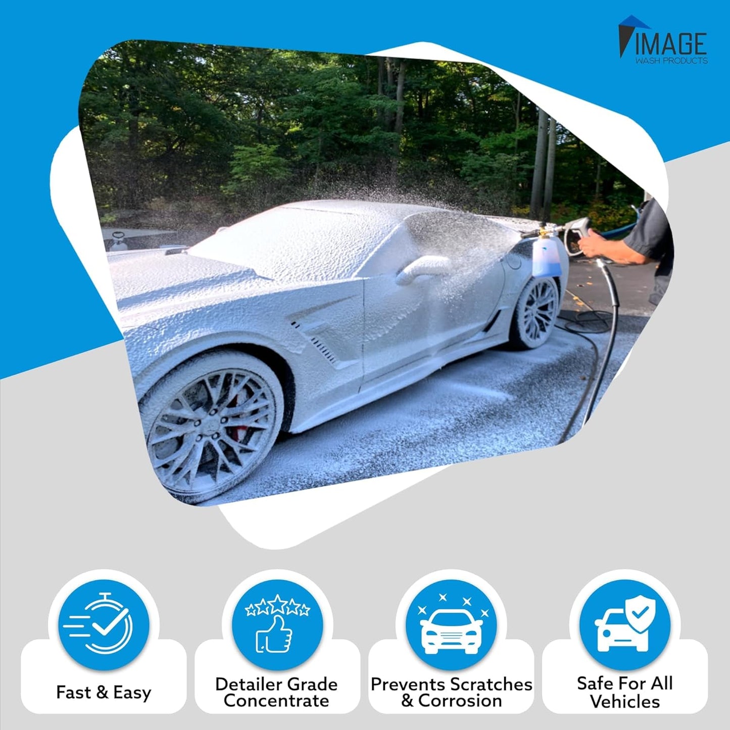Image Wash Products - (1-Gallon Platinum Wash Car Soap – Car Wash Foam Soap for Foam Cannon & Pressure Washer | High Gloss RV/Truck Wash Soap | Bubble Gum Scent, Detailer Grade Car Soap