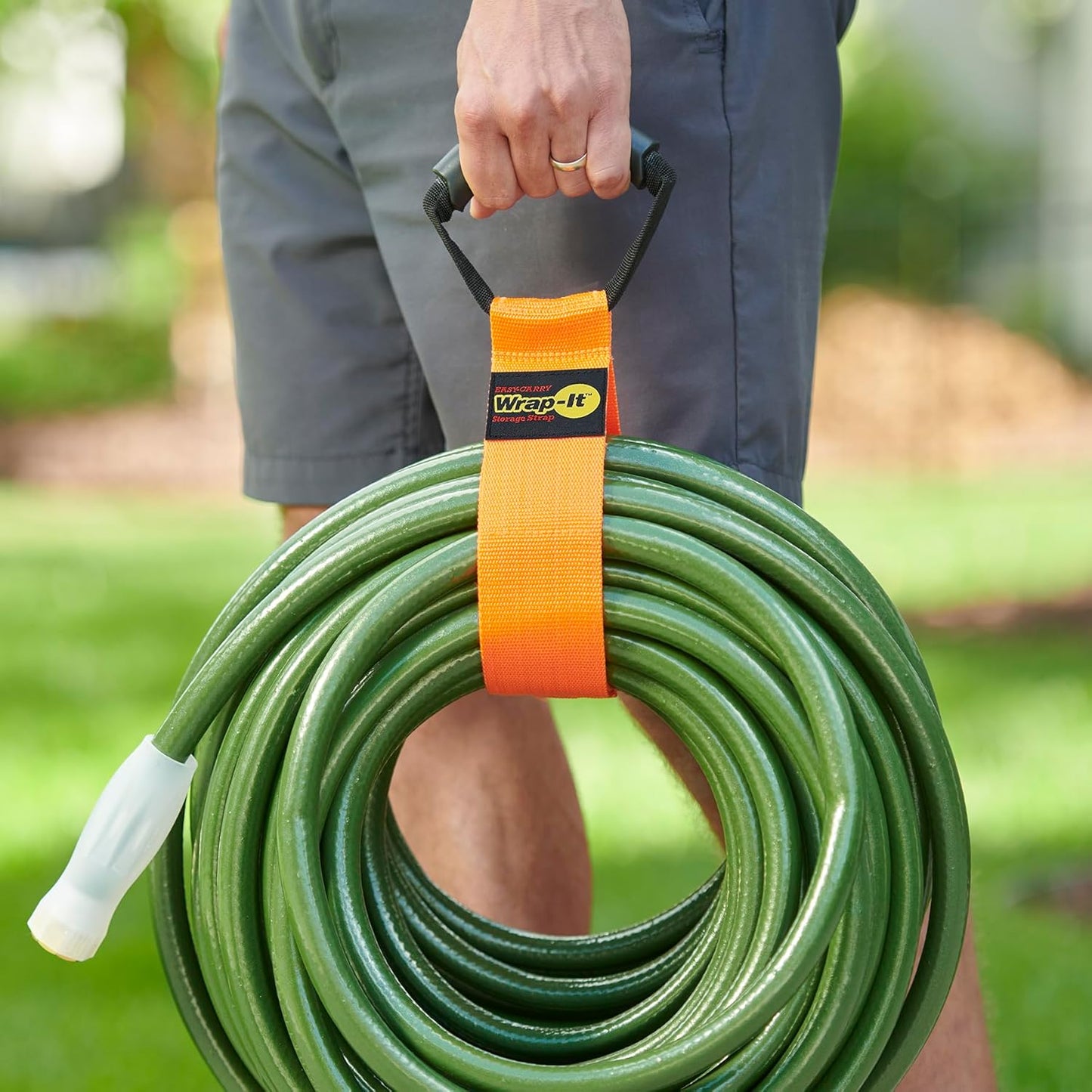 Easy-Carry Wrap-It Storage Straps - 28” (2-Pack) Blaze Orange – Heavy-Duty Hook and Loop Cord Carrying Strap, Hanger, and Organizer with Handle for Pool Hoses, Garden Hoses, Cords, Cables and More