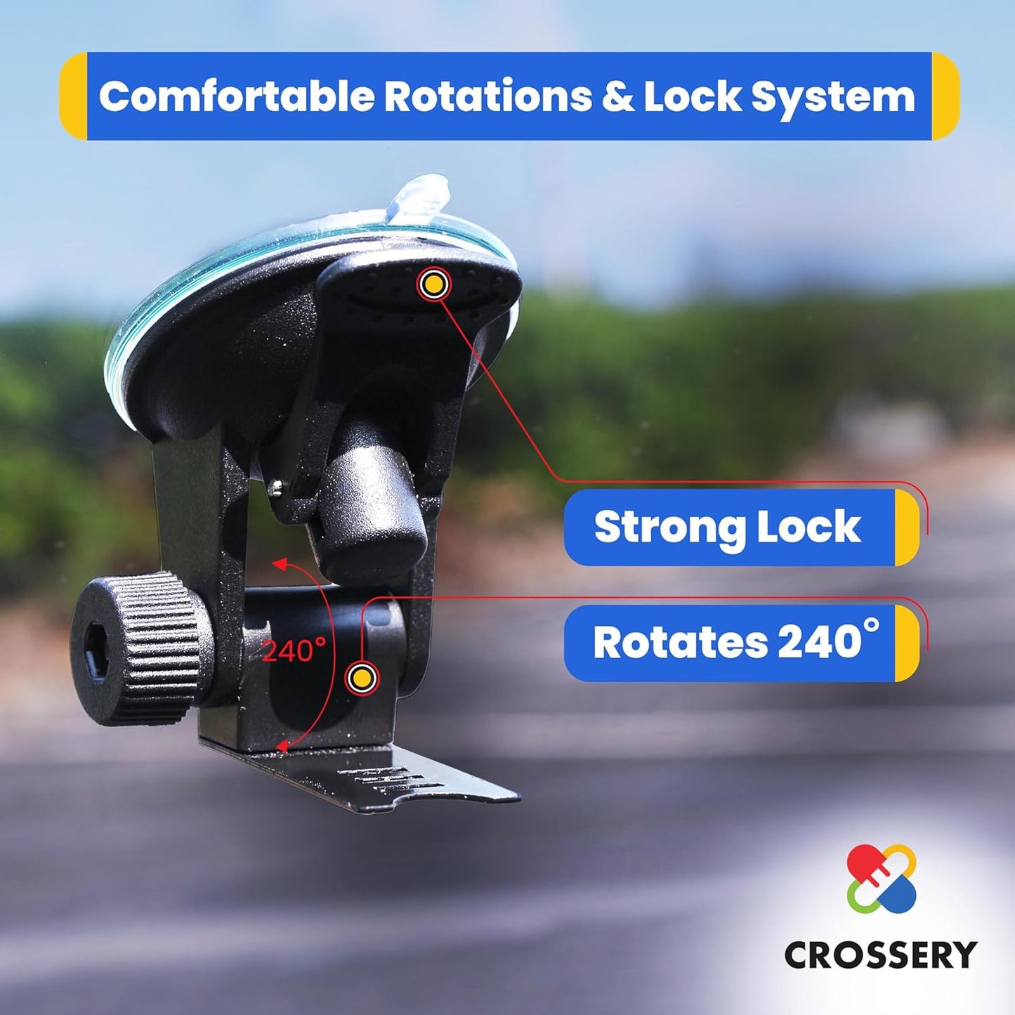 Radar Detector Mount for Escort Radar Detectors, Dash & Windshield Car Suction Cup Mount Fit for Escort Passport 9500ix, 9500i, 8500, 8500 X50, X70, X80, Solo S2, S3, STi and Beltronics RX-65, Black